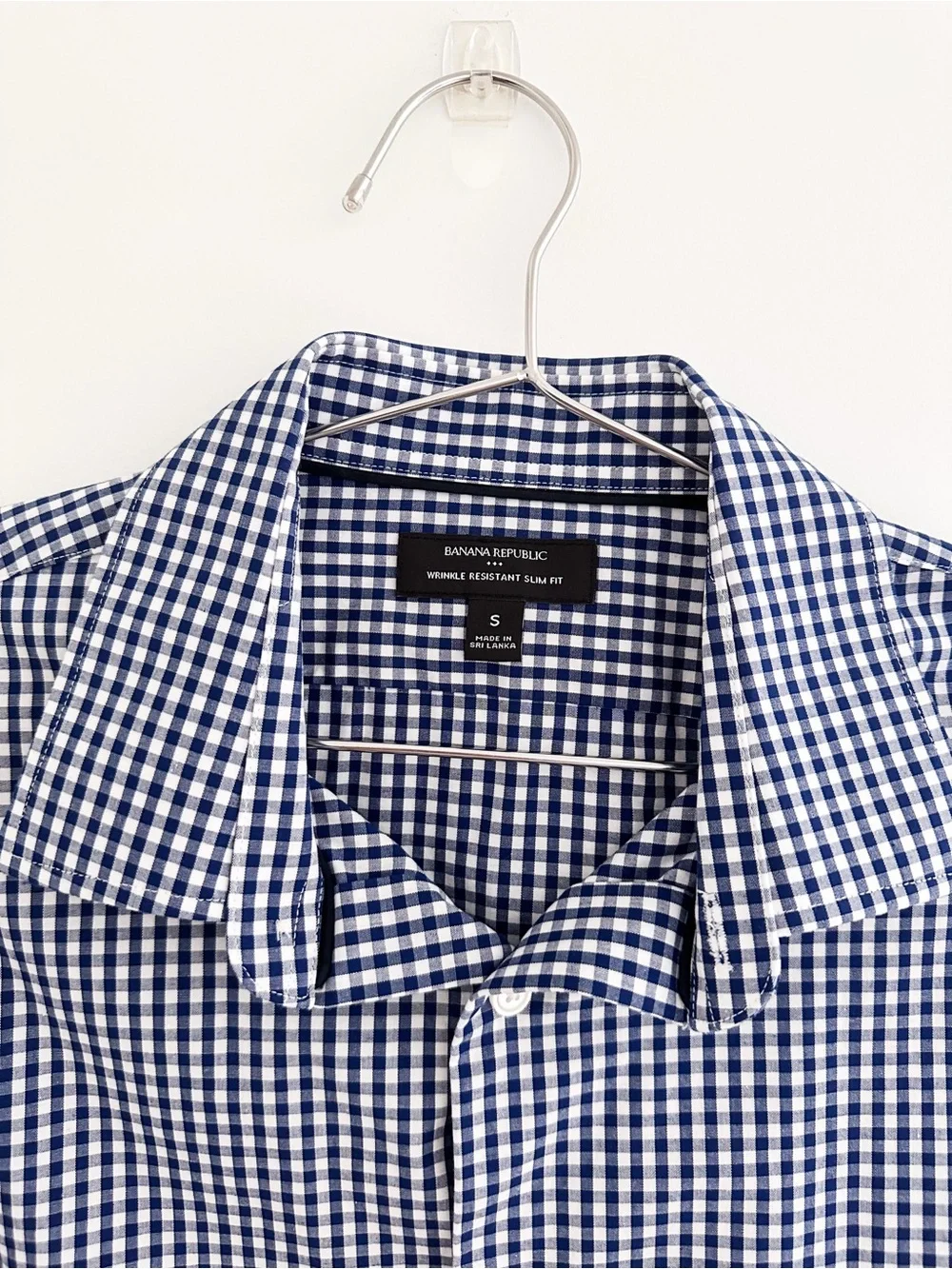 Banana Republic Men’s Blue White Gingham Slim Fit Button Down Shirt Size S